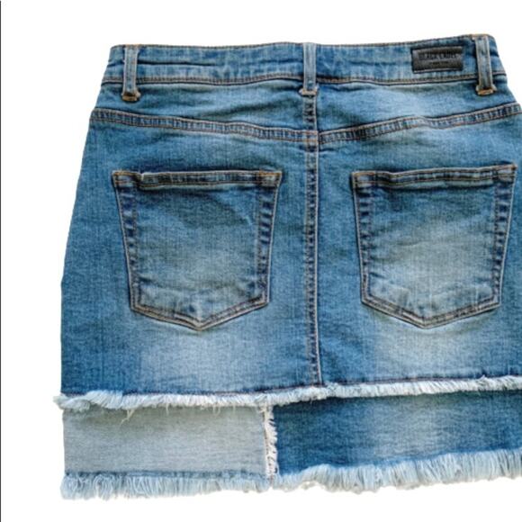 2Sable by Black Label Skirt Distressed Frayed Hem Denim Jean Mini Skirt Small - Picture 5 of 11